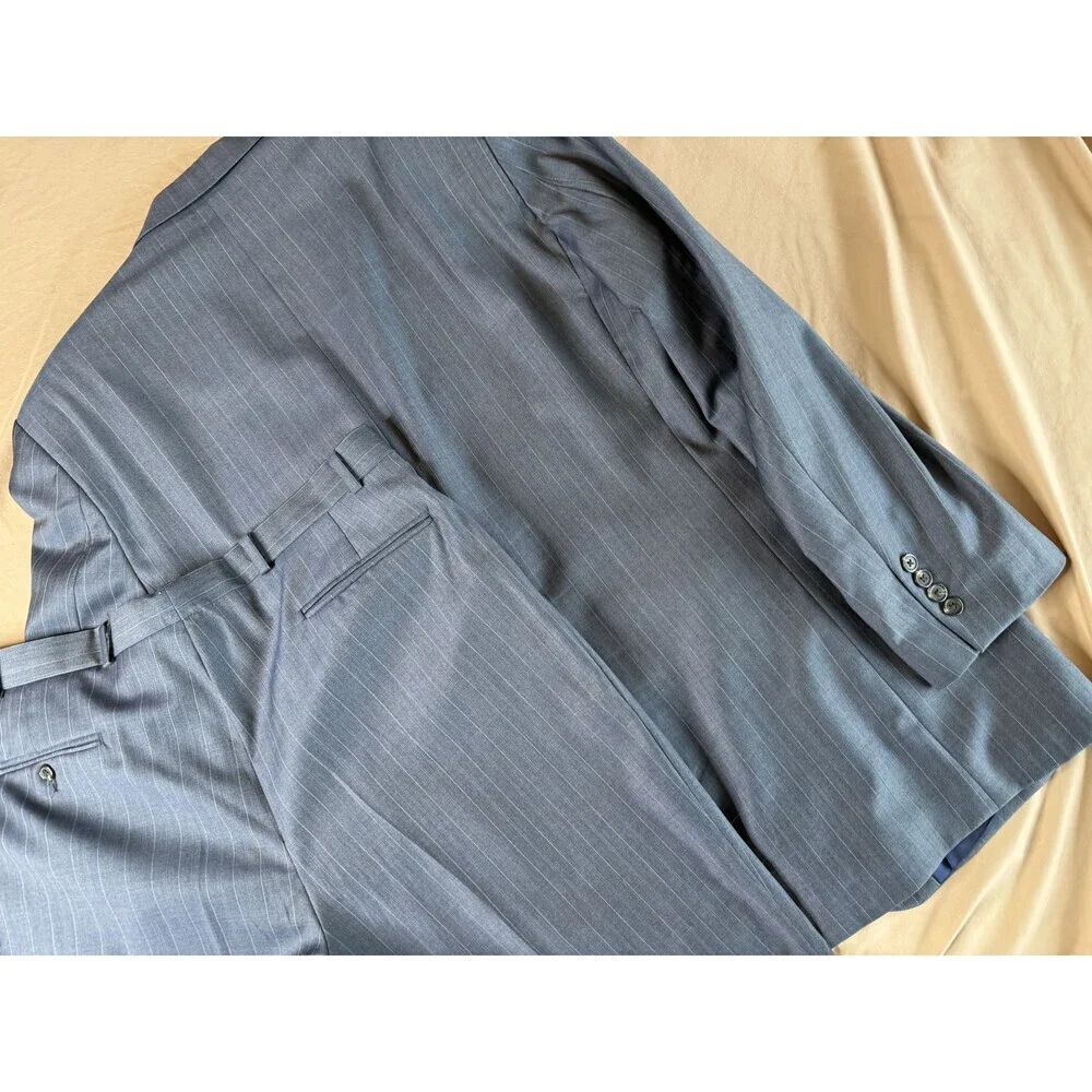 Vintage Ralph Lauren Gray Pinstripe Wool 2-Piece Suit Men's 42L